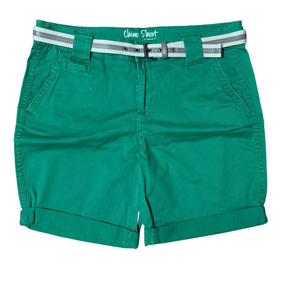 St Johns Bay Green Chino Shorts with Belt